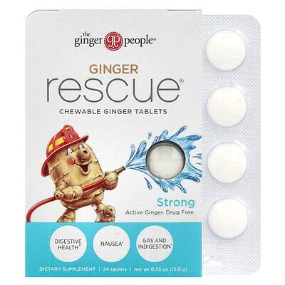 The Ginger People, Ginger Rescue, Chewable Ginger Tablets, Strong, 24 Tablets The Ginger People, Ginger Rescue, Chewable Ginger Tablets, Strong, 24 Tablets