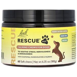 Bach, Rescue Pet, Calming Chews, For Dogs, Peanut Butter & Apple, 60 Soft Chews, 6.35 oz (180 g) Bach, Rescue Pet, Calming Chews, For Dogs, Peanut Butter & Apple, 60 Soft Chews, 6.35 oz (180 g)