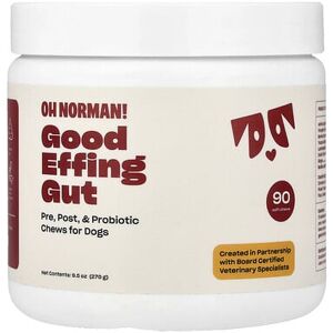 Oh Norman, Good Gut, Pre, Post, & Probiotic Chews for Dogs, 90 Soft Chews, 9.5 oz (270 g) Oh Norman, Good Gut, Pre, Post, & Probiotic Chews for Dogs, 90 Soft Chews, 9.5 oz (270 g)