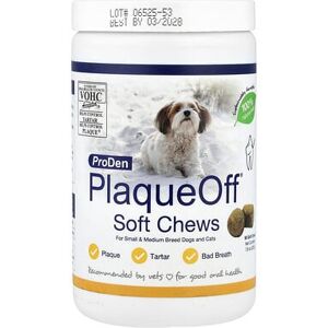 ProDen, PlaqueOff® Soft Chews, For Small & Medium Breed Dogs & Cats, 90 Soft Chews, 7.9 oz (225 g) ProDen, PlaqueOff® Soft Chews, For Small & Medium Breed Dogs & Cats, 90 Soft Chews, 7.9 oz (225 g)