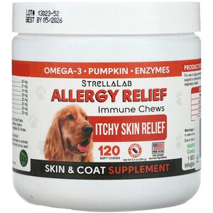 StrellaLab, Allergy Relief, Immune Chews, For Dogs, Peanut Butter, 120 Soft Chews, 9.3 oz (264 g) StrellaLab, Allergy Relief, Immune Chews, For Dogs, Peanut Butter, 120 Soft Chews, 9.3 oz (264 g)