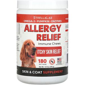 StrellaLab, Allergy Relief, Immune Chews, For Dogs, Peanut Butter, 180 Soft Chews, 13.9 oz (396 g) StrellaLab, Allergy Relief, Immune Chews, For Dogs, Peanut Butter, 180 Soft Chews, 13.9 oz (396 g)
