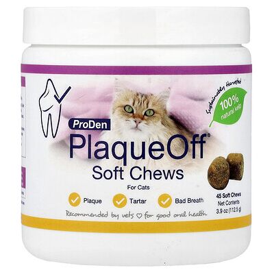 ProDen, PlaqueOff® Soft Chews, For Cats, 45 Soft Chews, 3.9 oz (112.5 g) ProDen, PlaqueOff® Soft Chews, For Cats, 45 Soft Chews, 3.9 oz (112.5 g)