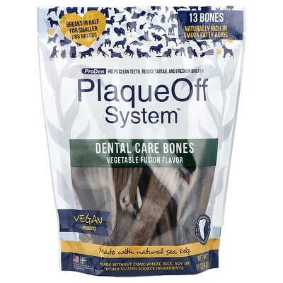 ProDen, PlaqueOff System™, Dental Care Bones, For Dogs, Vegetable Fusion, 13 Bones, 17 oz (482 g) ProDen, PlaqueOff System™, Dental Care Bones, For Dogs, Vegetable Fusion, 13 Bones, 17 oz (482 g)
