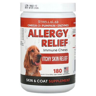 StrellaLab, Allergy Relief, Immune Chews, For Dogs, 180 Soft Chews, 13.9 oz (396 g) StrellaLab, Allergy Relief, Immune Chews, For Dogs, 180 Soft Chews, 13.9 oz (396 g)