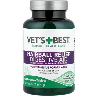 Vet's Best, Hairball Relief Digestive Aid, For Cats, 60 Chewable Tablets, 2.7 oz (78 g) Vet's Best, Hairball Relief Digestive Aid, For Cats, 60 Chewable Tablets, 2.7 oz (78 g)