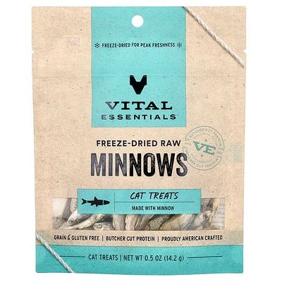 Vital Essentials, Freeze-Dried Raw Cat Treats, Minnows, 0.5 oz (14.2 g) Vital Essentials, Freeze-Dried Raw Cat Treats, Minnows, 0.5 oz (14.2 g)
