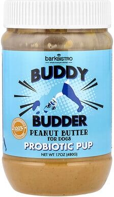 Bark Bistro, Buddy Budder, Probiotic Pup, Peanut Butter For Dogs, Bow Wow Blueberry, 17 oz (480 g)