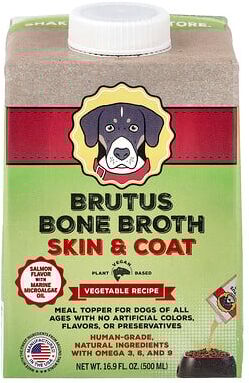 Brutus Bone Broth, Skin & Coat, Vegetable Recipe, For Dogs of All Ages, Salmon, 16.9 fl oz (500 ml)