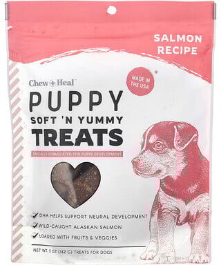 Chew + Heal, Puppy Soft 'N Yummy Treats, For Dogs, Salmon, 5 oz (142 g)