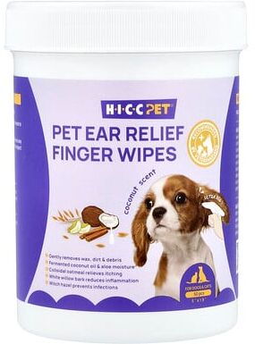 HICC Pet, Pet Ear Relief Finger Wipes, For Dogs & Cats, Coconut, 50 Pieces