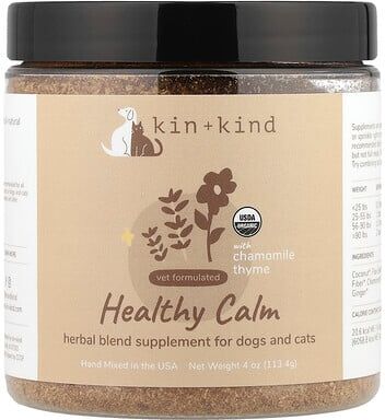 Kin+Kind, Healthy Calm, Herbal Blend Supplement for Dogs and Cats, With Chamomile Thyme, 4 oz (113.4 g)