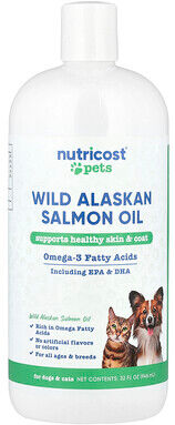 Nutricost, Pets, Wild Alaskan Salmon Oil, For Dogs & Cats, All Ages, 32 fl oz (946 ml)