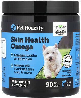 Pet Honesty, Skin Health Omega, For Dogs, Salmon, 90 Soft Chews, 9.5 oz (270 g)