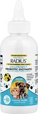 RADIUS, Pets Tooâ„¢, OralPro + Pet Probiotic Enzymatic, Oral & Gut Health Water Additive, Calming Vanilla, 4 oz (118 ml)