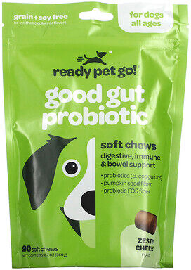 Ready Pet Go, Good Gut Probiotic, For Dogs, All Ages, Zesty Cheese, 90 Soft Chews, 12.7 oz (360 g)
