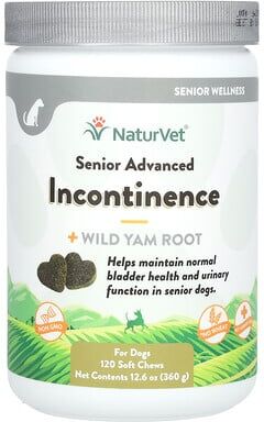 NaturVet, Senior Advanced Incontinence + Wild Yam Root, For Dogs, 120 Soft Chews, 12.6 oz (360 g)