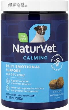 NaturVet, Daily Emotional Support, Calming, For Dogs, Hickory Smoked Bacon, 120 Soft Chews, 12.6 oz (360 g)