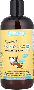 Wonder Paws, Superhero® Omega Max 3X, Fish Oil, Wild Alaskan Salmon + Cod + Krill, For Dogs, All Ages, 16 oz (473 ml)