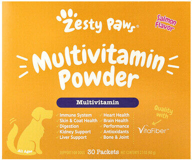 Zesty Paws, Multivitamin Powder, For Dogs, All Ages, Salmon, 30 Packets, 2.1 oz (60 g)