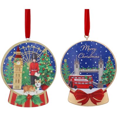 Gisela Graham Assorted London Scene Snow Globe Tin Tree Decoration Gisela Graham Assorted London Scene Snow Globe Tin Tree Decoration