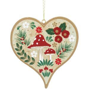 Gisela Graham Assorted Heart with Toadstool Wooden Tree Decoration Gisela Graham Assorted Heart with Toadstool Wooden Tree Decoration
