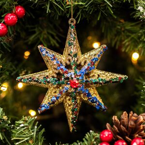 Gisela Graham Assorted Gold Red & Blue Acrylic Star Tree Decoration Gisela Graham Assorted Gold Red & Blue Acrylic Star Tree Decoration
