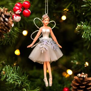 Gisela Graham White Resin Fabric fairy Tree Decoration Gisela Graham White Resin Fabric fairy Tree Decoration