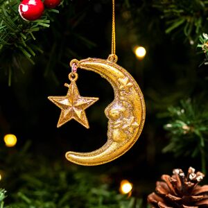 Gisela Graham Acrylic Gold Sparkle Moon & Star Tree Decoration Gisela Graham Acrylic Gold Sparkle Moon & Star Tree Decoration