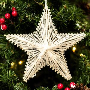 Gisela Graham Small White Glitter Mesh Acrylic Star Tree Decoration Gisela Graham Small White Glitter Mesh Acrylic Star Tree Decoration