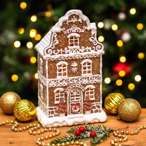 Gisela Graham Medium White Iced LED Gingerbread Townhouse Ornament Gisela Graham Medium White Iced LED Gingerbread Townhouse Ornament