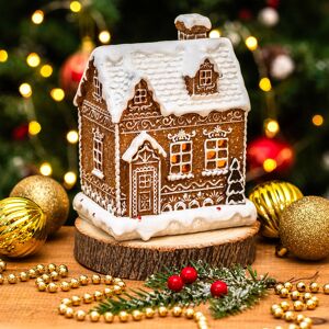 Gisela Graham Small White Iced LED Gingerbread Cottage Ornament Gisela Graham Small White Iced LED Gingerbread Cottage Ornament