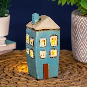 Village Pottery Turquoise Tall Mini House Tealight Holder Village Pottery Turquoise Tall Mini House Tealight Holder