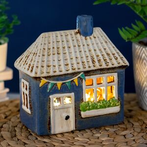 Village Pottery Blue Garden House Tealight Holder Village Pottery Blue Garden House Tealight Holder