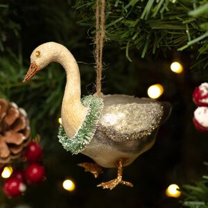 Gisela Graham Goose with Wreath Glass Tree Decoration Gisela Graham Goose with Wreath Glass Tree Decoration