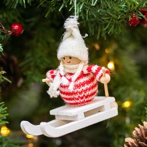 Gisela Graham Assorted Red/White Kids on Skis Fabric Tree Decoration Gisela Graham Assorted Red/White Kids on Skis Fabric Tree Decoration