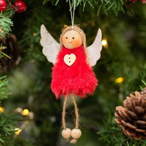 Gisela Graham Assorted Red/ White Angel With Heart Button Fabric Tree Decoration Gisela Graham Assorted Red/ White Angel With Heart Button Fabric Tree Decoration