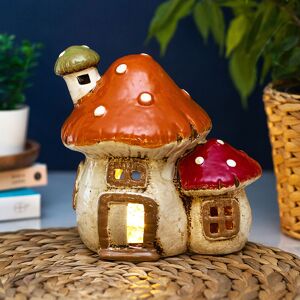 Shudehill Giftware Village Pottery Two Mushroom House Tealight Holder Shudehill Giftware Village Pottery Two Mushroom House Tealight Holder