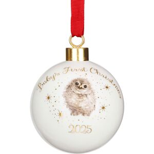 Wrendale Designs Little Wren Owl ‘Baby's First Christmas 2025’ Bauble with 22ct Gold Wrendale Designs Little Wren Owl ‘Baby's First Christmas 2025’ Bauble with 22ct Gold