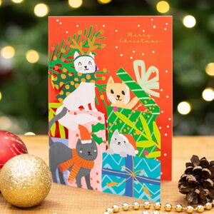 Alljoy Design Paper Cut Art Merry Cats Christmas Card Alljoy Design Paper Cut Art Merry Cats Christmas Card