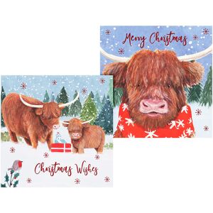 Eurowrap Highland Cow Kraft Pack of 12 Christmas Cards Eurowrap Highland Cow Kraft Pack of 12 Christmas Cards