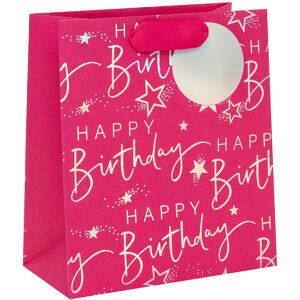 Glick Happy Birthday Script Pink Medium Gift Bag Glick Happy Birthday Script Pink Medium Gift Bag