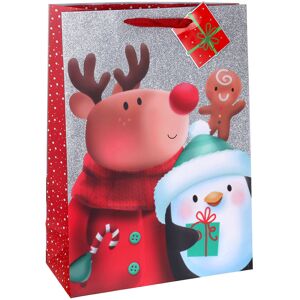 Eurowrap Reindeer and Penguin Glitter Extra Large Christmas Gift Bag Eurowrap Reindeer and Penguin Glitter Extra Large Christmas Gift Bag