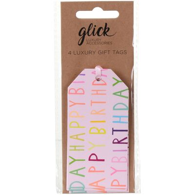 Glick Pink Birthday Script Gift Tags Glick Pink Birthday Script Gift Tags