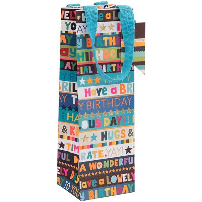 Glick Paper Salad Birthday Blue Stripe Bottle Birthday Gift Bag Glick Paper Salad Birthday Blue Stripe Bottle Birthday Gift Bag