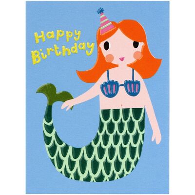 Raspberry Blossom Mermaid Small Birthday Card Raspberry Blossom Mermaid Small Birthday Card