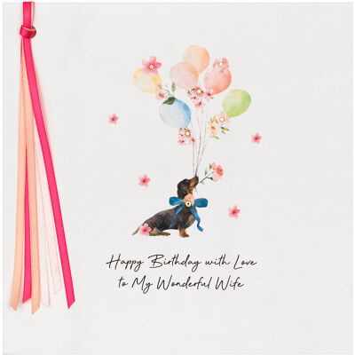Five Dollar Shake Dachshund Balloons Wonderful Wife Luxury Birthday Card Five Dollar Shake Dachshund Balloons Wonderful Wife Luxury Birthday Card