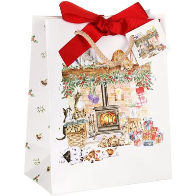 Wrendale Designs ‘By The Fireside’ Medium Christmas Gift Bag Wrendale Designs ‘By The Fireside’ Medium Christmas Gift Bag