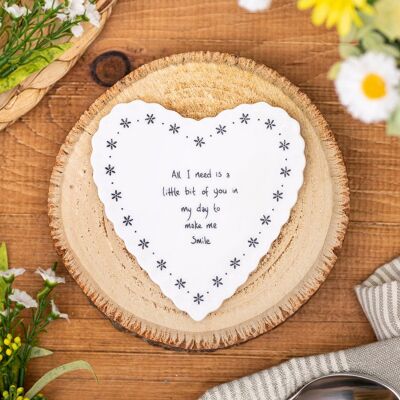 East of India ‘Little Bit Of You Makes Me Smile’ Heart Scallop Coaster East of India ‘Little Bit Of You Makes Me Smile’ Heart Scallop Coaster