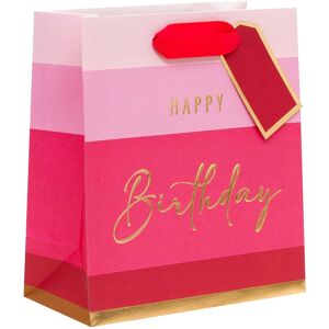 Glick Pink Happy Birthday Stripe Medium Gift Bag Glick Pink Happy Birthday Stripe Medium Gift Bag